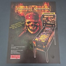 Flyer Affiche Publicitaire Flipper Stern Pirates Des Caraibes Vintage Pinball
