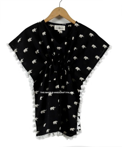 Filles noir coton caftan - filles,