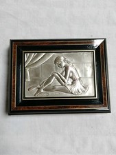 Boite A Bijoux En Bois Laqué Noir Avec Plaque D'argent 925/1000 Artistique...