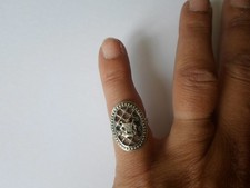 bague en argent massif, ajourée, blason, t. 47