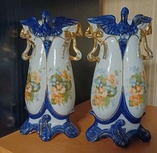  Vase Napoléon III Porcelaine De Paris Pique Fleur Vase  Mariée Oiseau 