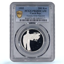 Czech Republic 200 korun Victory over Fascism Dove Bird PR68 PCGS Ag coin 1995