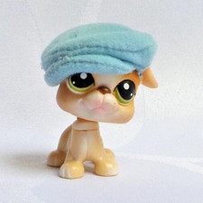 LITTLEST PETSHOP LPS #235 HASBRO CHIEN CHIOT BOXER BEIGE YEUX VERT CHAPEAU BLEU