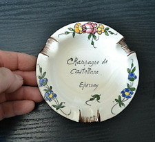 Cendrier publicitaire ancien en faïence CHAMPAGNE DE CASTELLANE Epernay