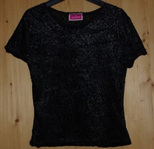 TOP COURT RÉSILLE IMPRESSION VELOURS NOIR JENNYFER (XS -S)