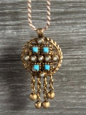 Collier pendentif en turquoise baroque ELISA avec pampilles