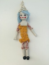 Poupée Pierrot en biscuit de porcelaine 25 cm corps articulé souple nu