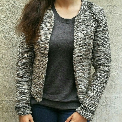 Veste cardigan tweed lamé - en,
