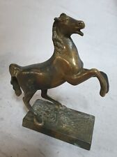 STATUE / SCULPTURE ANCIENNE DE CHEVAL ÉTALON SUR SOCLE en bronze massif 