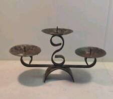 Chandelier Porte-Bougie Fer Forgé Bougeoir Made In Hong-Kong 3 Bougies Métal 