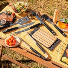 Ensemble 12 Pièces Barbecue Acier en Acier Inoxydable Avec Étui