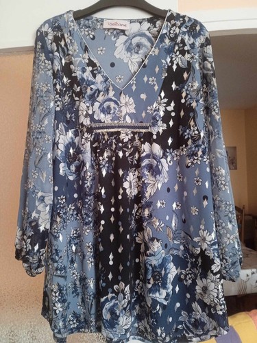 Tunique tons bleu - ,, manches