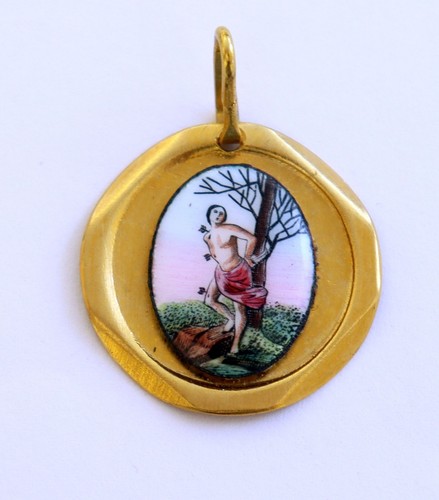 Médaille emaillée saint - médaille,