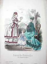 GRAVURE DE MODE JOURNAL DES DEMOISELLES  SEPTEMBRE  1868  DESSIN DE LACOURIERE