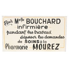 Ancien panneau / enseigne d'utilité Infirmière en bois peint / 40 cm x 22.6 cm