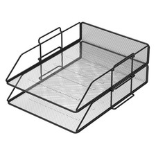 Lot de 2 Corbeilles à courrier en Maille Métallique Format A4 Noir. Organisat...