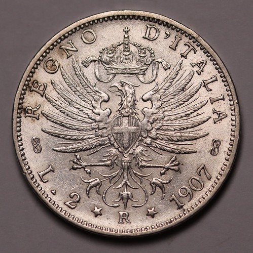 1907 italy silver lire coin - silver, coin-