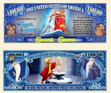 MERLIN L'ENCHANTEUR Billet MILLION DOLLARS Collector Arthur DISNEY Dessin Animé