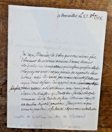 1758 lettre autographe par - 1758,