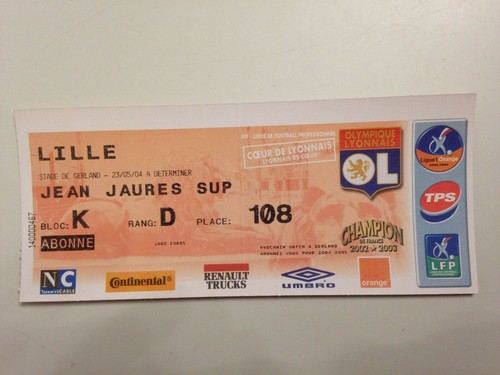 Ticket match lyon lille 23 - lyon,