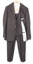Costume 3 Pièces Slim En Laine Soie Lin Marron SUITSUPPLY Havana Homme UK36R