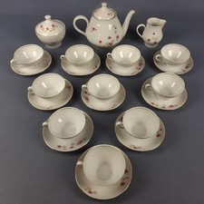 Service À Thé En Porcelaine Stadtlengsfeld À Fleurs Blanc Or Vintage Années 70