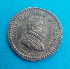 Jeton ou quinaire en argent , bustes de Henri IV et Louis XVIII