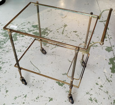 DESSERTE a Roulette VERRE Laiton Dore Style BAGUES Chariot Mobilier 24MAG 27/06