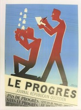 AFFICHE ANCIENNE 1954 journal LE PROGRES PAUL COLIN JOURNALISTE PHOTOGRAPHE 
