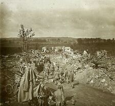France Cuy Ruines de la Première Guerre 1914-1918 PHOTO STEREO verre Vintage 