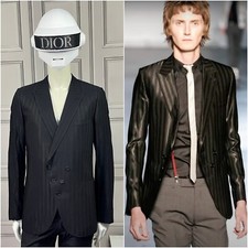 Rare & Great Dior Homme Hedi Slimane SS06 Pinstripe Waxed Wool Blend Blazer