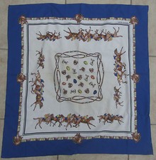 ANCIEN FOULARD CARRE PIERRE CHARIER CHEVAL CHEVAUX COURSE HIPPIQUE JOCKEY 