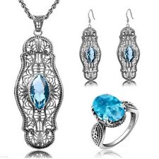 Parure Ancienne Aigue marine Argent massif 925