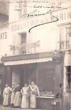 CPA 93 CARTE PHOTO SAINT DENIS BOUCHERIE DE LA MARINE (DEVANTURE DE COMMERCE AVE