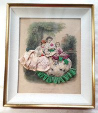 Gravure Mode Illustrée Habillée XIXème Tissus Cadre Vitrine A. Toudouse E. G.