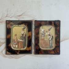 2 Cadres Marie-Louise Peinte Chromos ''La Femme Au Travail'' Fin XIX Début XXème