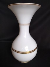 Antique 19th century Napoleon III Opaline Vase White and Gold Accent