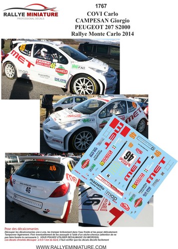 Decals ref 1767 peugeot - 1/32,