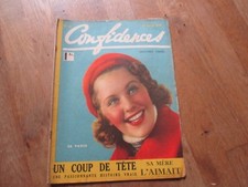 MAGAZINE CONFIDENCES 49 avril 1939 histoires vraies mode coeur