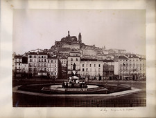 France, Le Puy-en-Velay, Place du Breuil, Fontaine Crozatier vintage albumen pri