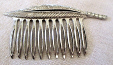 Ancien large Peigne à cheveux chignon couleur argent accessoire vintage 265