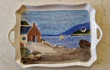 plateau de table en porcelaine de St Yrieix la Perche- Aquitaine- décor Marine