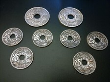 Lot 7 dessous de verre pièces 25 centimes 1924 – déco vintage bistrot