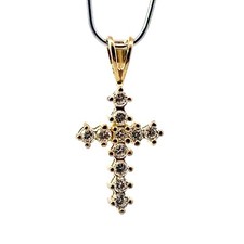 Pendentif En Croix En Argent Sterling Plaqué Or Avec CZ Créé En Laboratoire