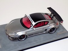 1/18 AB Models Porsche Cayman Rocket Bunny Argent Sur Base Alcantara B