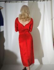 Robe cocktail de soirée vintage années 50 1950s en soie rouge Suzy Perette
