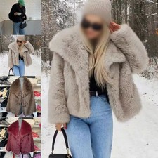 Manteau oversize couleur unie automne hiver avec motif revers chaud moelleux