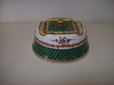 Ancien encrier signé en porcelaine peint main