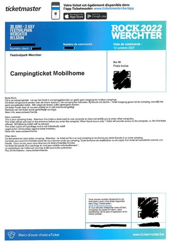 Ticket camping mobilhome - ticket,