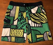 QUIKSILVER Board Shorts Size 36 Wild Hip-Hop All Over Print Poison Ivy SURF